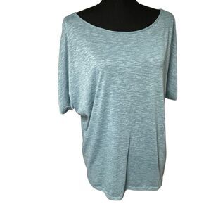 Colette Light Blue Twisted Cuff Dolman Cold Shoulder Top